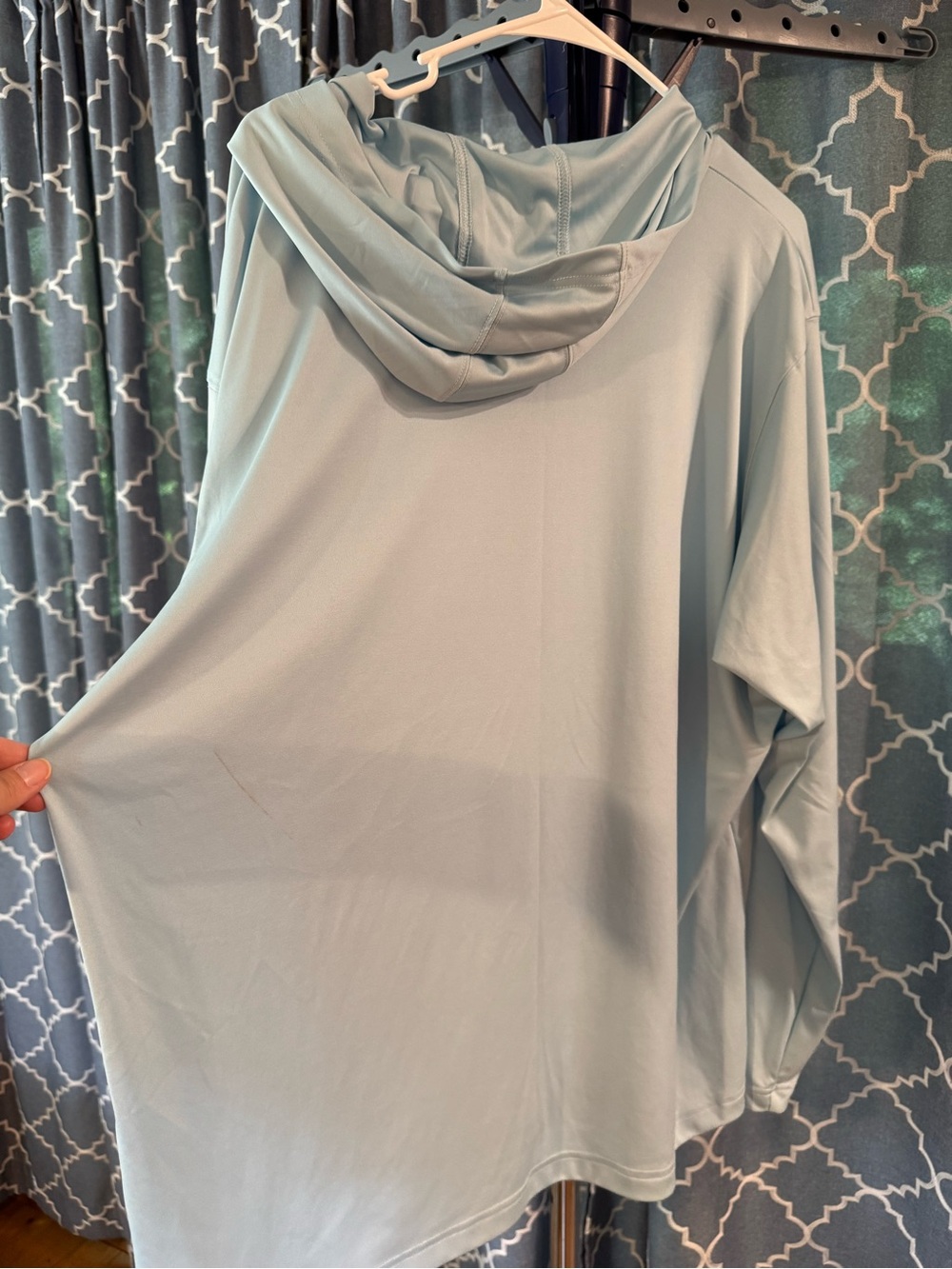 Columbia Women’s Light Blue Columbia and Purple Eddie Bauer Hood Performance Top - Picture 6 of 10